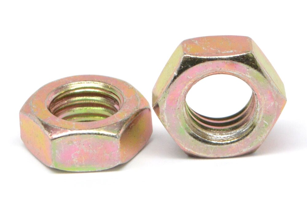 3/8"-16 Coarse Thread Hex Jam Nut Low Carbon Steel Yellow Zinc Plated