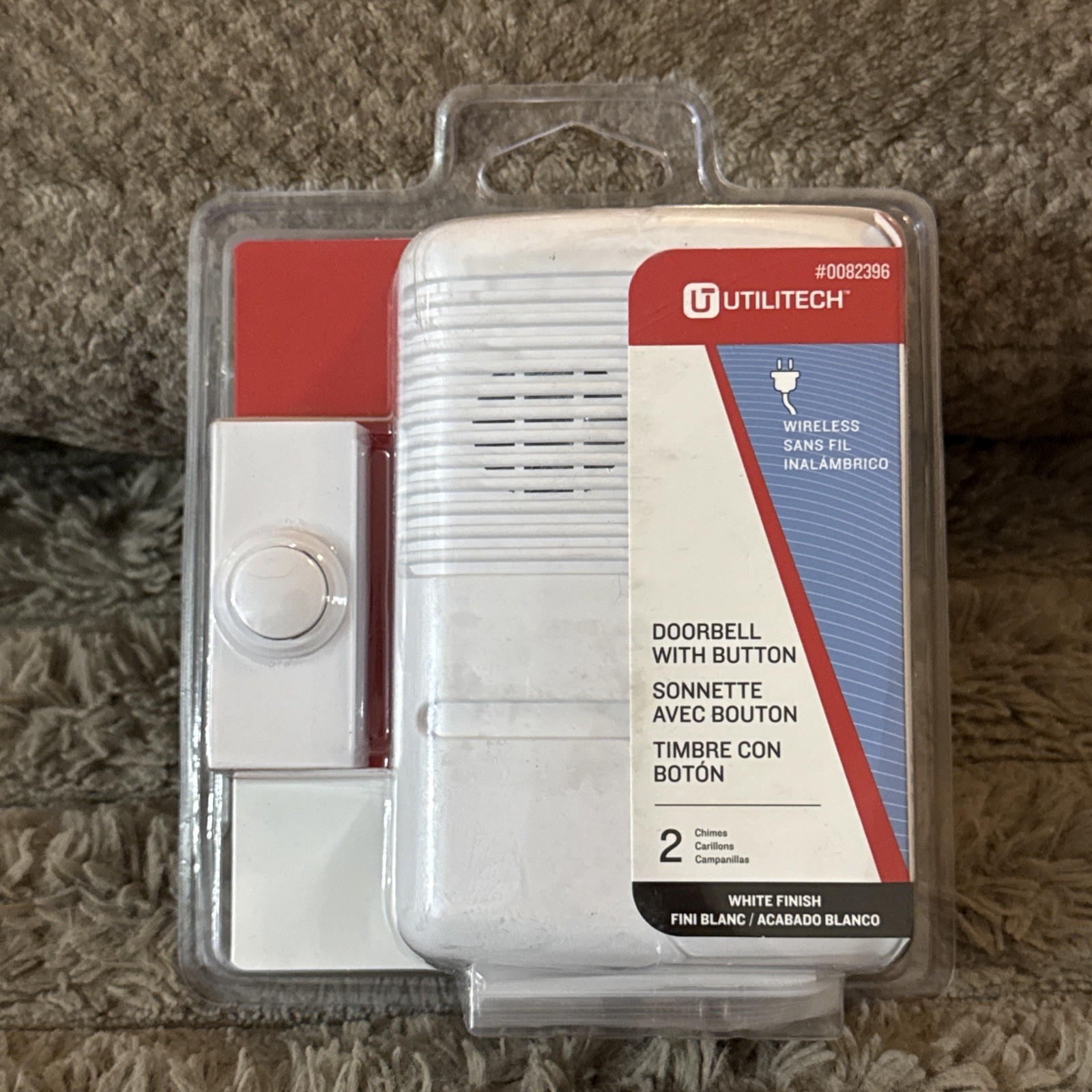 Utilitech White Wireless Doorbell 0082396 2 Chime Sounds Easy Install New Sealed