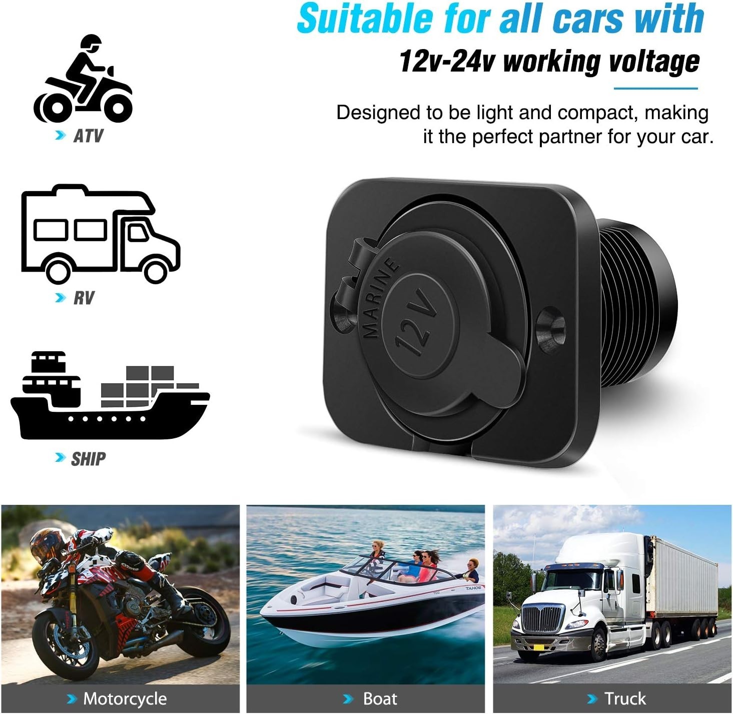Heavy-Duty 2 Pack Cigarette Lighter Socket - Reliable 12V-24V Vehicle Adapter