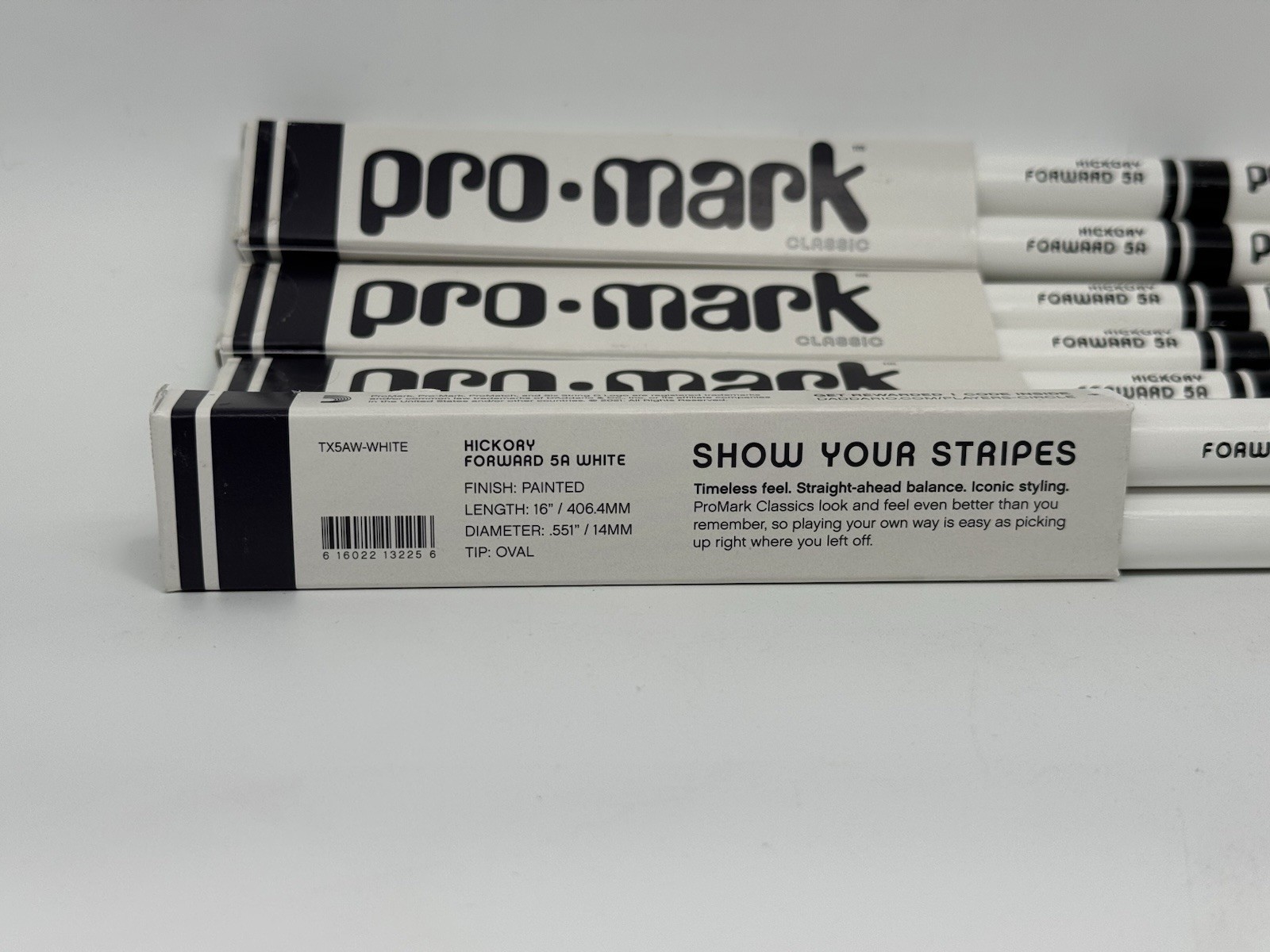 Lot Of 5 ProMark Classic Forward 5A TX5AW-White Hickory Drumstick Oval Wood Tip