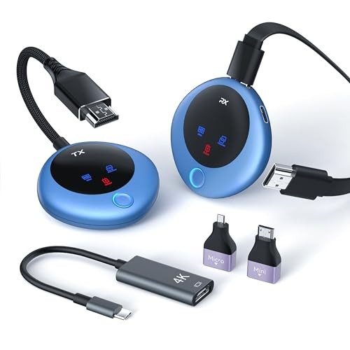 TRUFO WIRELESS HDMI TRANSMITTER AND RECEIVER 4K DECODE 1080P OUTPUT - BLUE