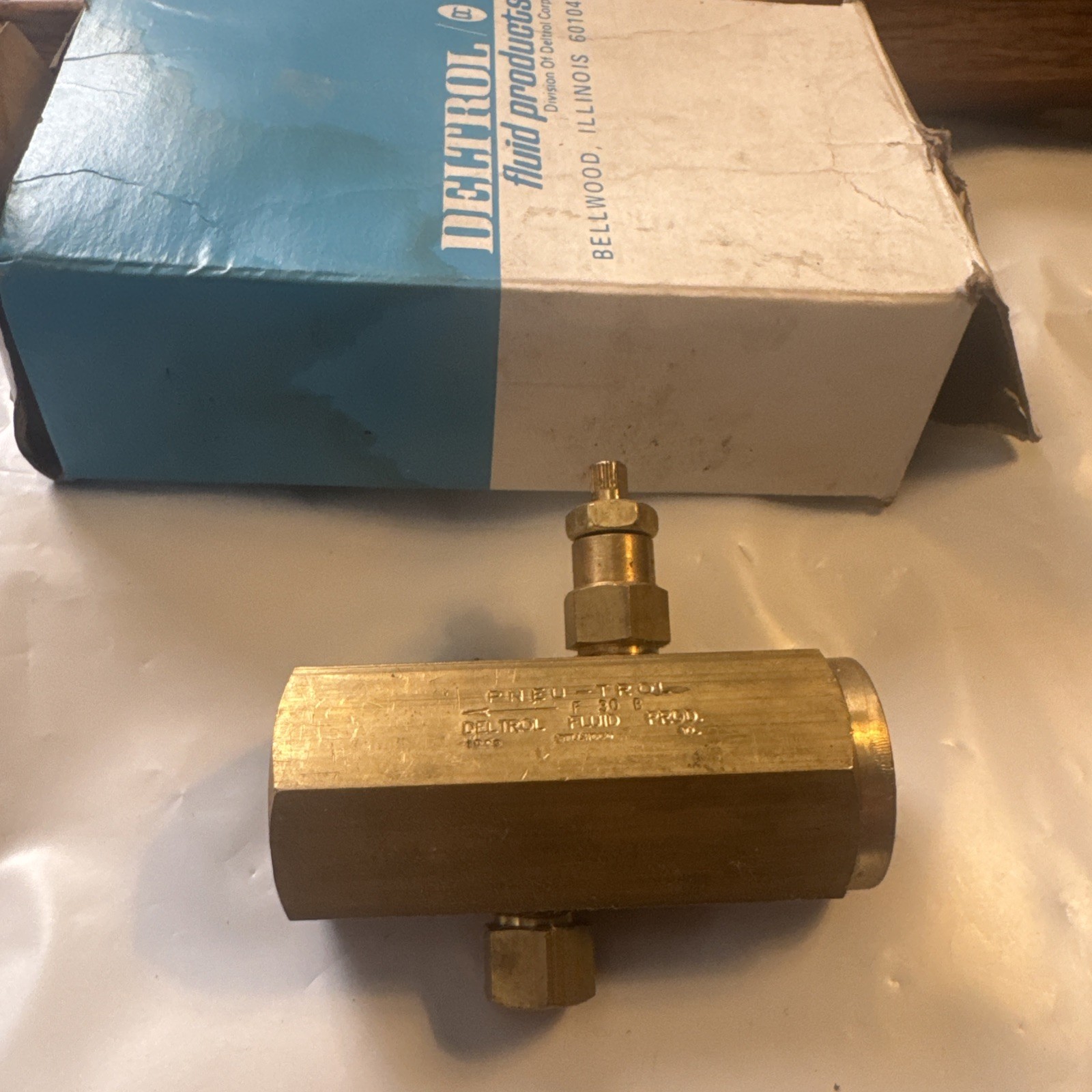 Deltrol Fluid Products F30B Pneu-trol Manual Brass 1/2” New In Box No Handle