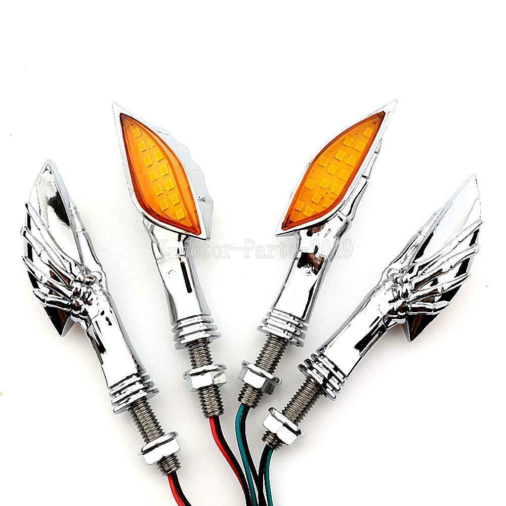 4x Chrome Skull Turn Signal Light For Yamaha V-Star 650 950 1100 1300 Classic