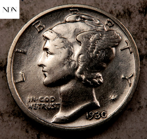 1930 Mercury Dime - Almost Uncirculated (AU) - 90% Silver