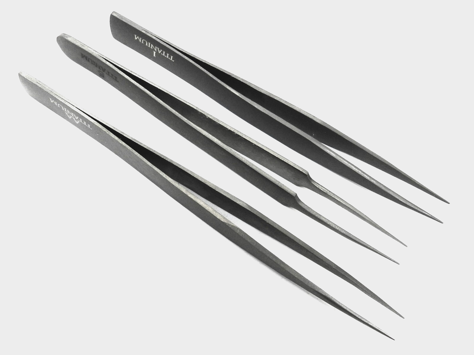 Titanium Tweezer Set of 3 Precision Tweezers Ultra Light Non Magnetic High Temp