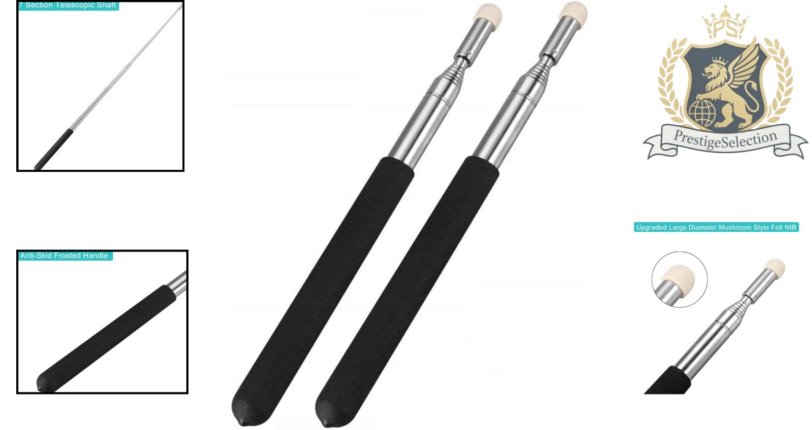 2PCS Telescopic Teachers Pointer - Adjustable & Lightweight Presentation Tool