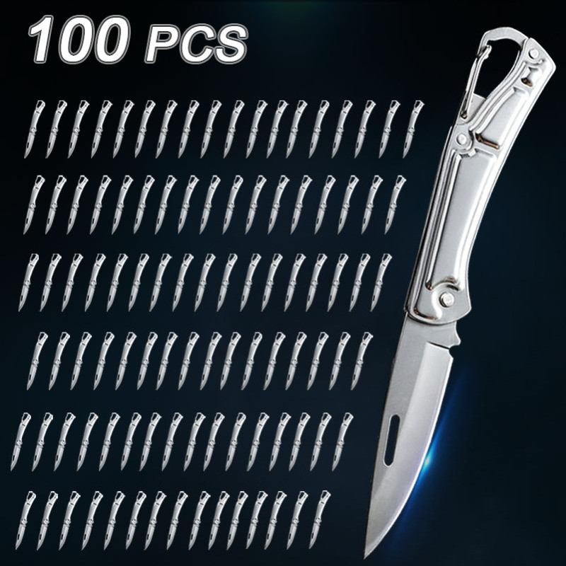 100PCS Stainless Steel Folding Knife Engraving Carving Utility Pocket Knife