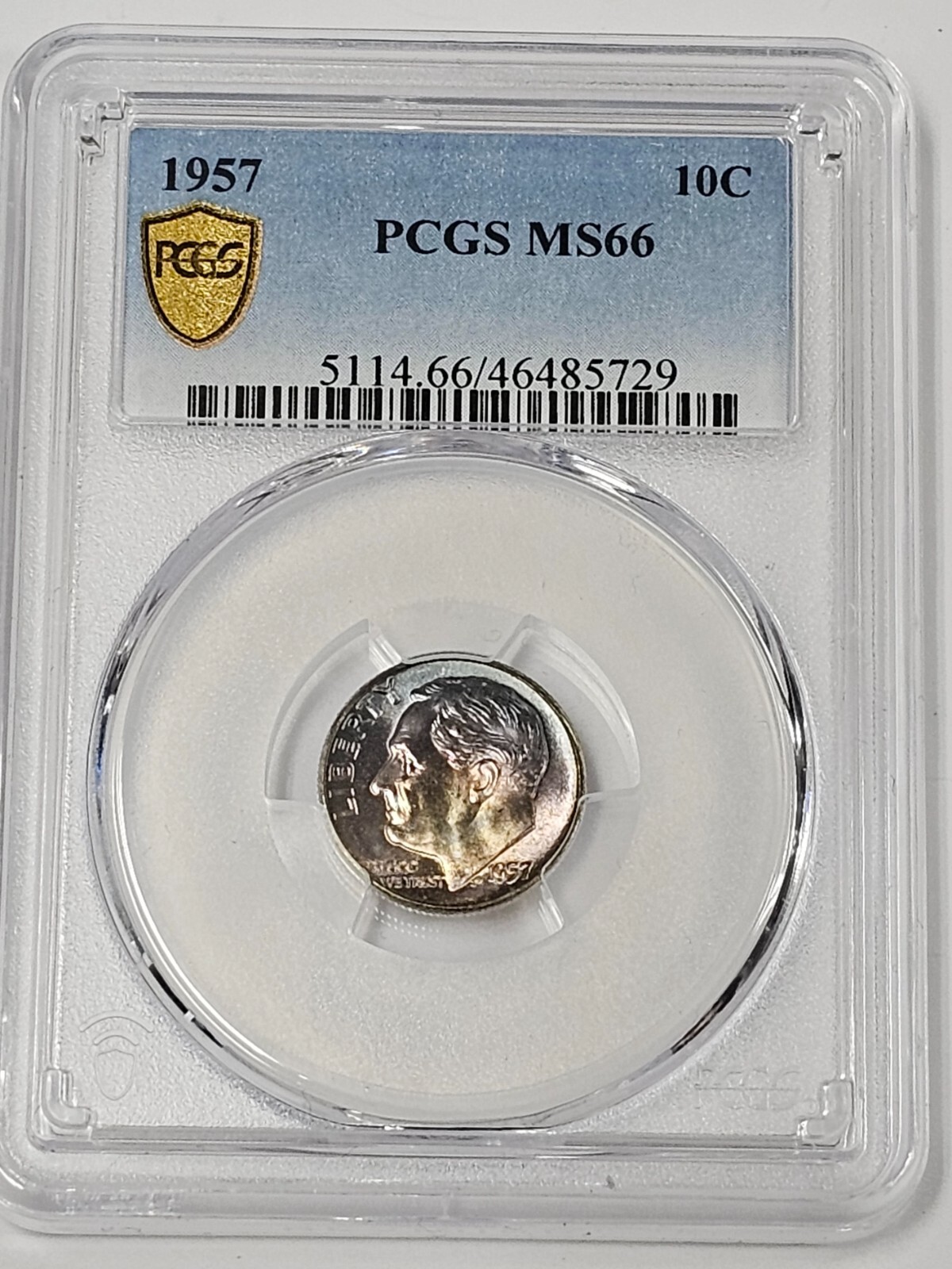 1957 10 Cent PCGS MS66 Philadelphia Toned Roosevelt Dime