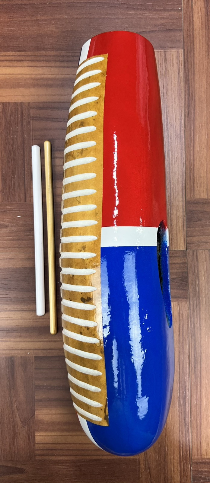 Prof  Jumbo Salsa Guiro painted With Dominican Republic 🇩🇴Flag Design, 16”