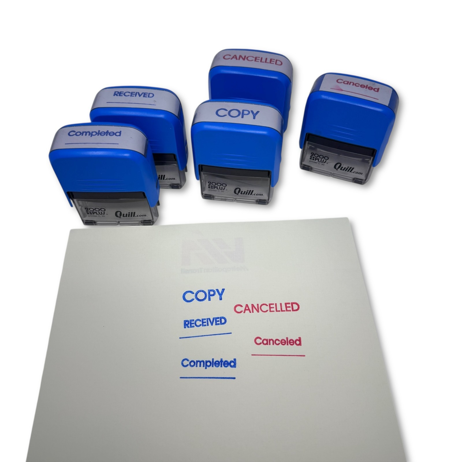5xSelf-Inking Office Stamps Set - COPY, CANCELED, CANCELLED, RECEIVED, Completed