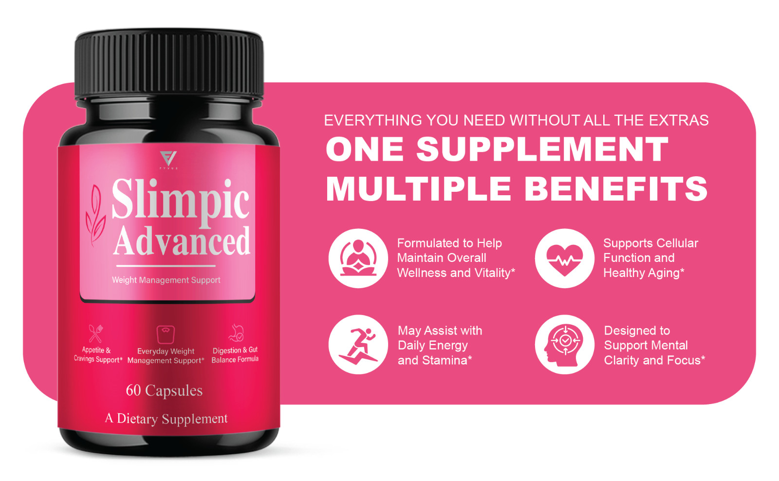 (3 Pack) Slimpic Weight Management Support Supplement Pills (180 Capsules)