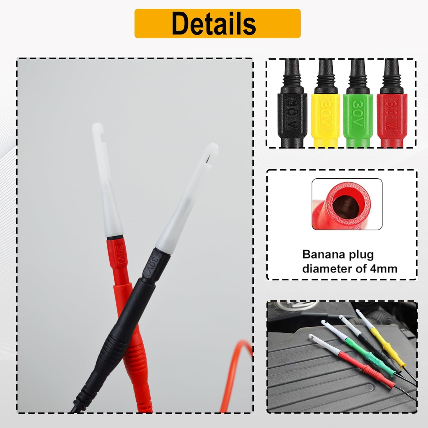 Piercing Clip Test Probe, 0.7Mm Wire Piercing Probe Test Probe Pins Insulation P