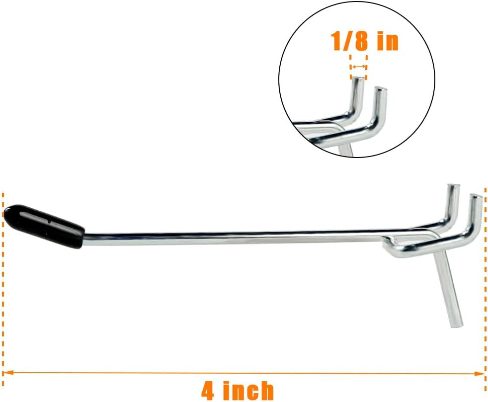 L Shape Pegboard Hooks, 4 Inch 50-Pack, Sturdy Galvanized Metal, Suitable