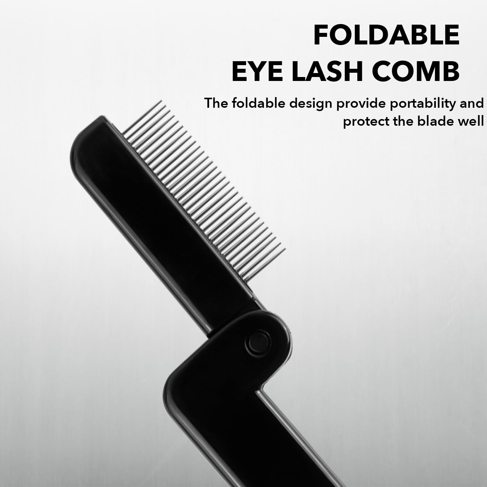 Portable Folding Eyelash Comb Set of 2 Black Compact Eyelash Separator #K44
