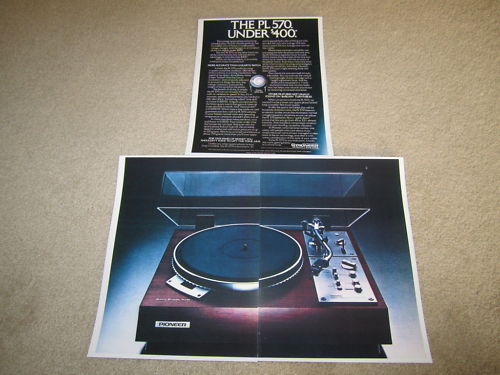 Pioneer PL-570 Turntable Ad, 1977, 3 pgs, Article, Audiophile Vintage