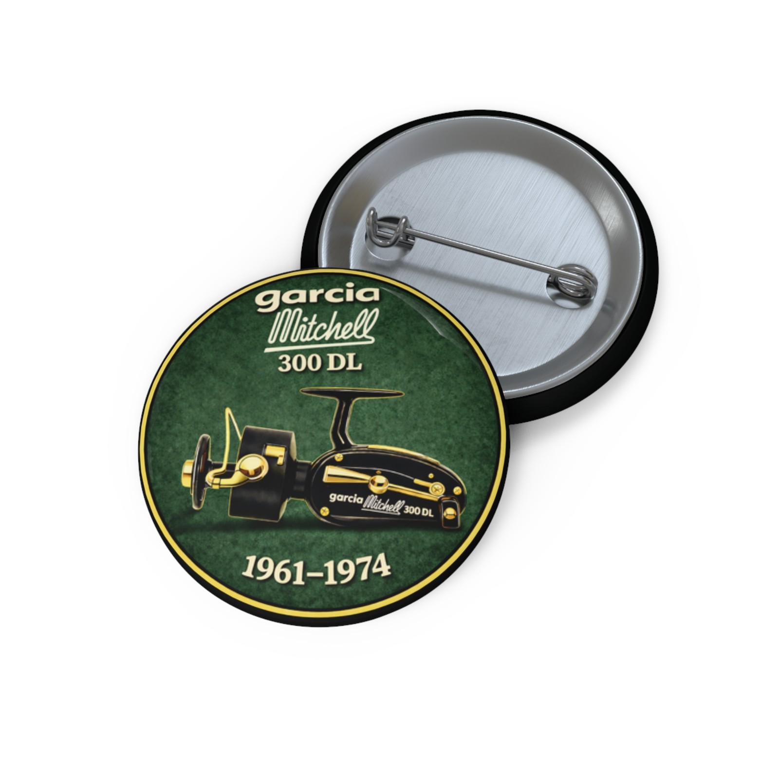 Garcia Mitchell 300 DL (1975-1976) Classic Reel Pin Vintage Style Pinback Button