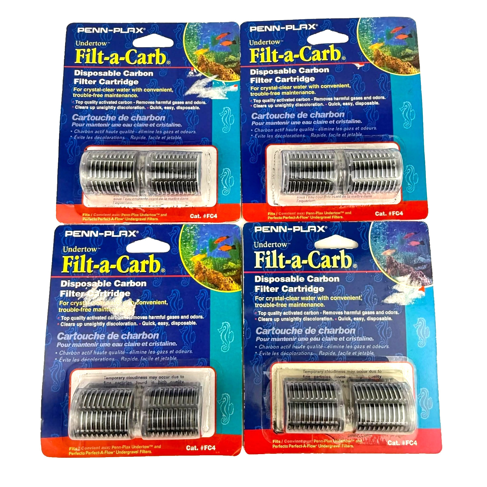 4 Penn-Plax Filt-a-Carb Carbon Undergravel Filter Cartridge Fish Tank FC4