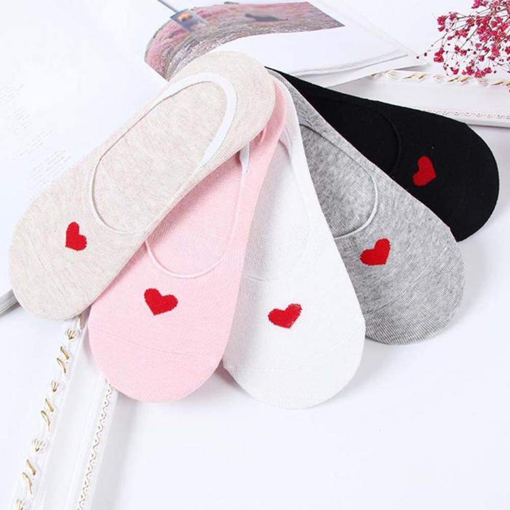 Womens Socks Love Heart Cotton Invisible Shallow Mouth Boat Socks Non-slip Soc❄