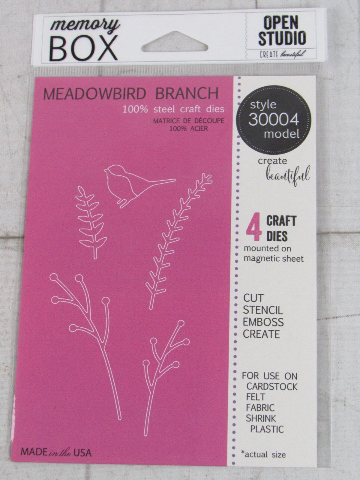 Memory Box Open Studio Steel Craft Die, Meadowbird Branch, 4 dies, 30004