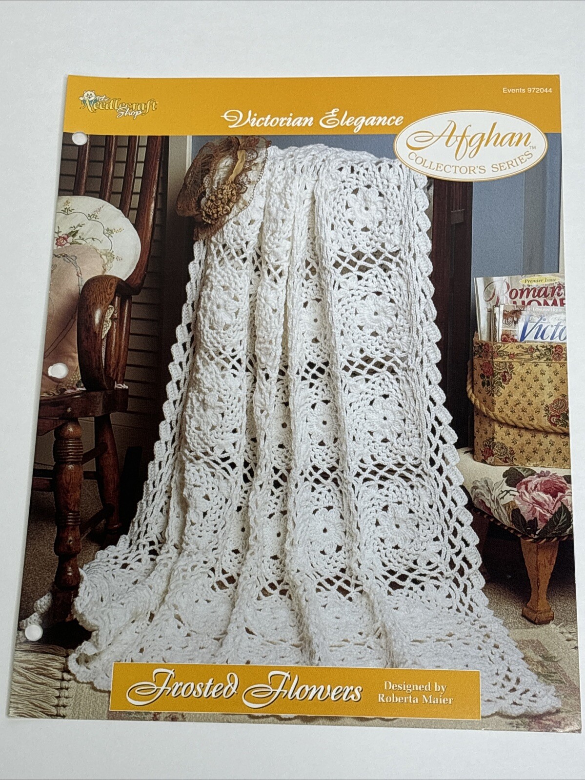 Frosted Flowers Victorian Afghan Crochet Pattern Card Needlecraft Shop