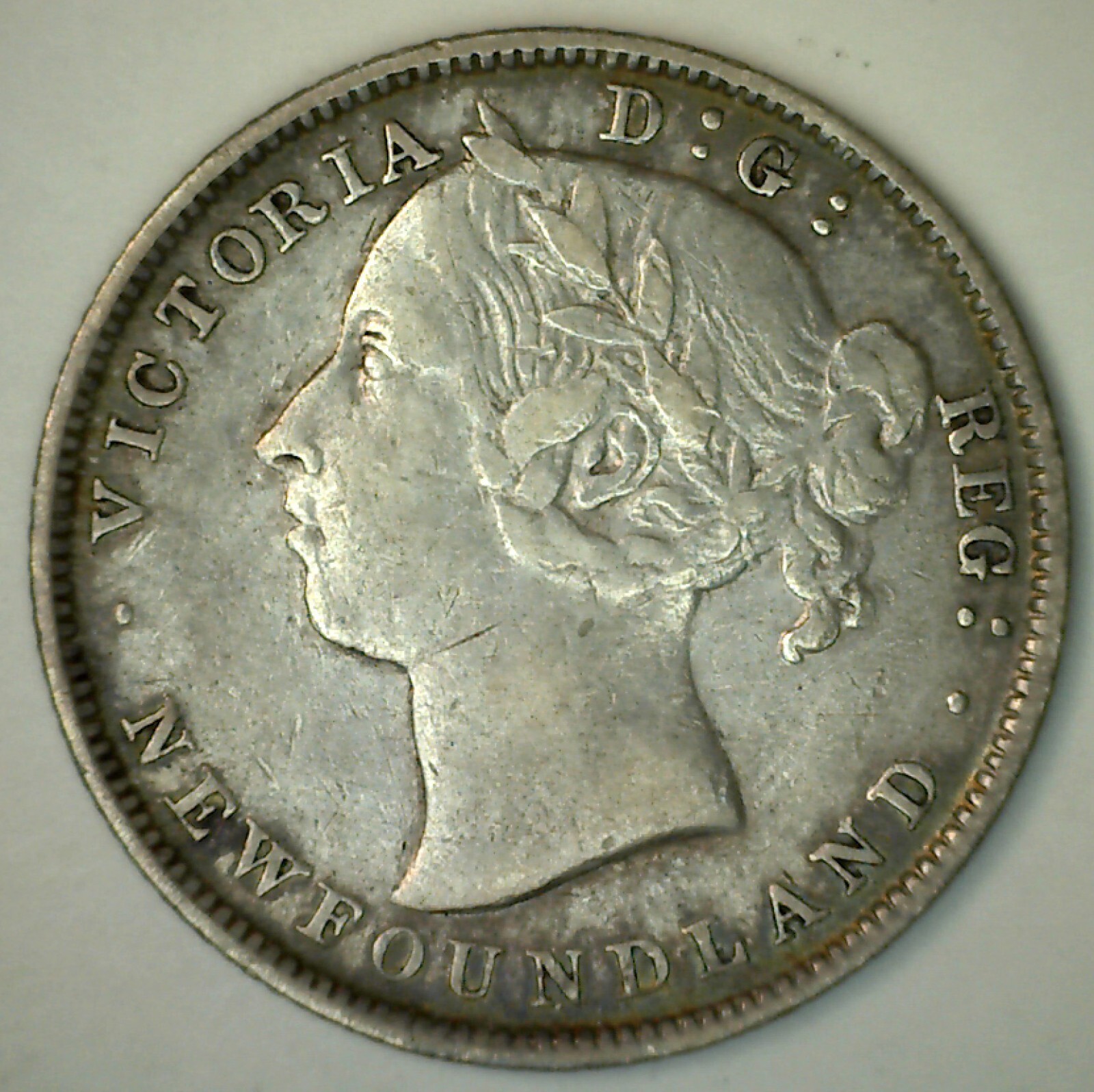 1900 Canada Newfoundland 20 Cents Silver VF Coin Circulated Very Fine Canadian