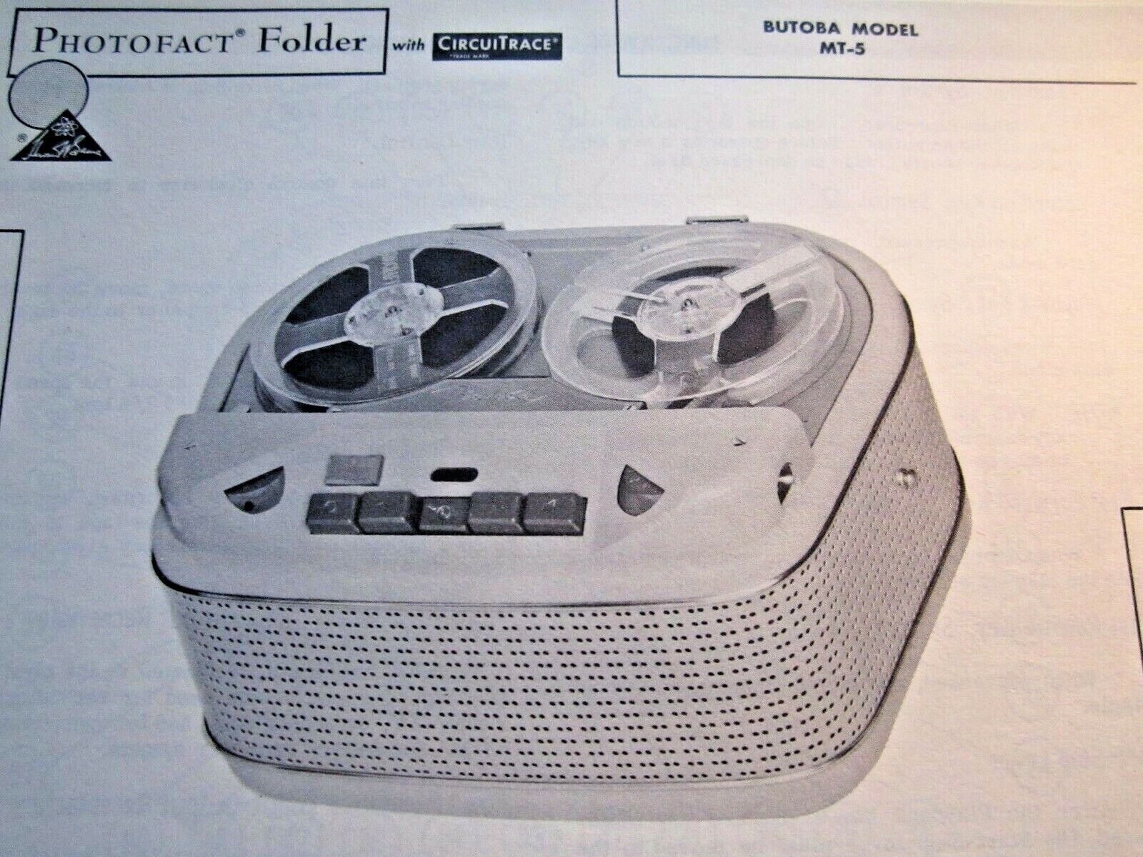 BUTOBA MT-5 TAPE RECORDER PHOTOFACT