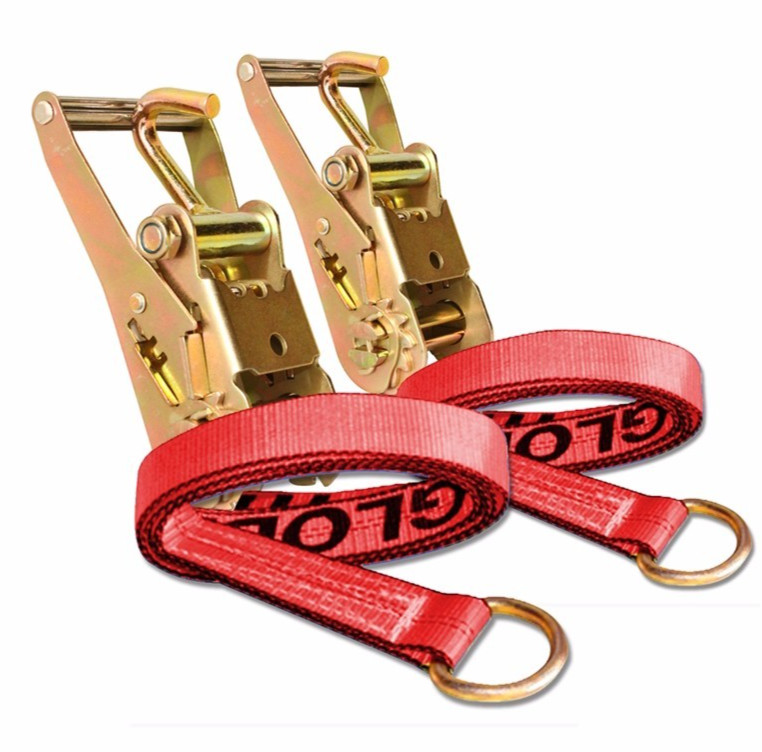 2 pack Ratchet Tie Down w/ Finger J Hook & 2" x 8 FT Lasso Strap Chevron Axle