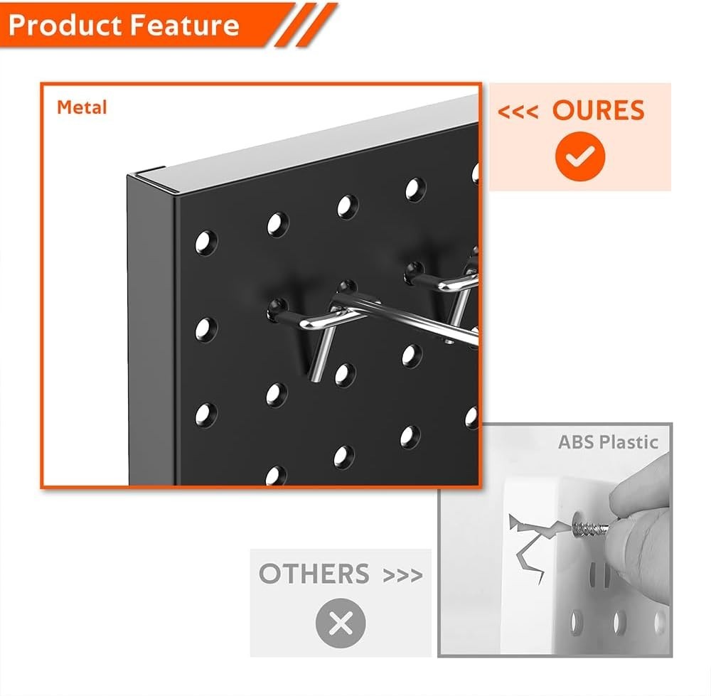 4 Pcs Rust-Resistant Metal Pegboard Wall Panels for Efficient Tool Storage