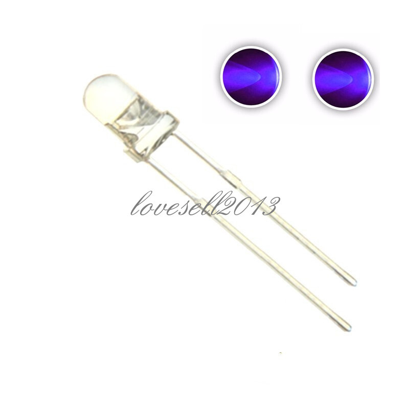 50pcs NEW F5 5mm Round Ultra Violet LED UV Light 390-395nm Purple Lamp