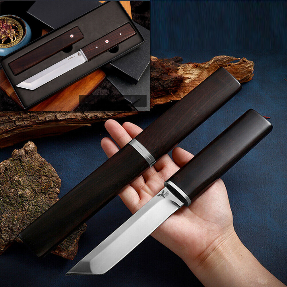 Full Tang D2 Steel Blade Hunting Knife Tactical Short Sword Katana Sharp Gift