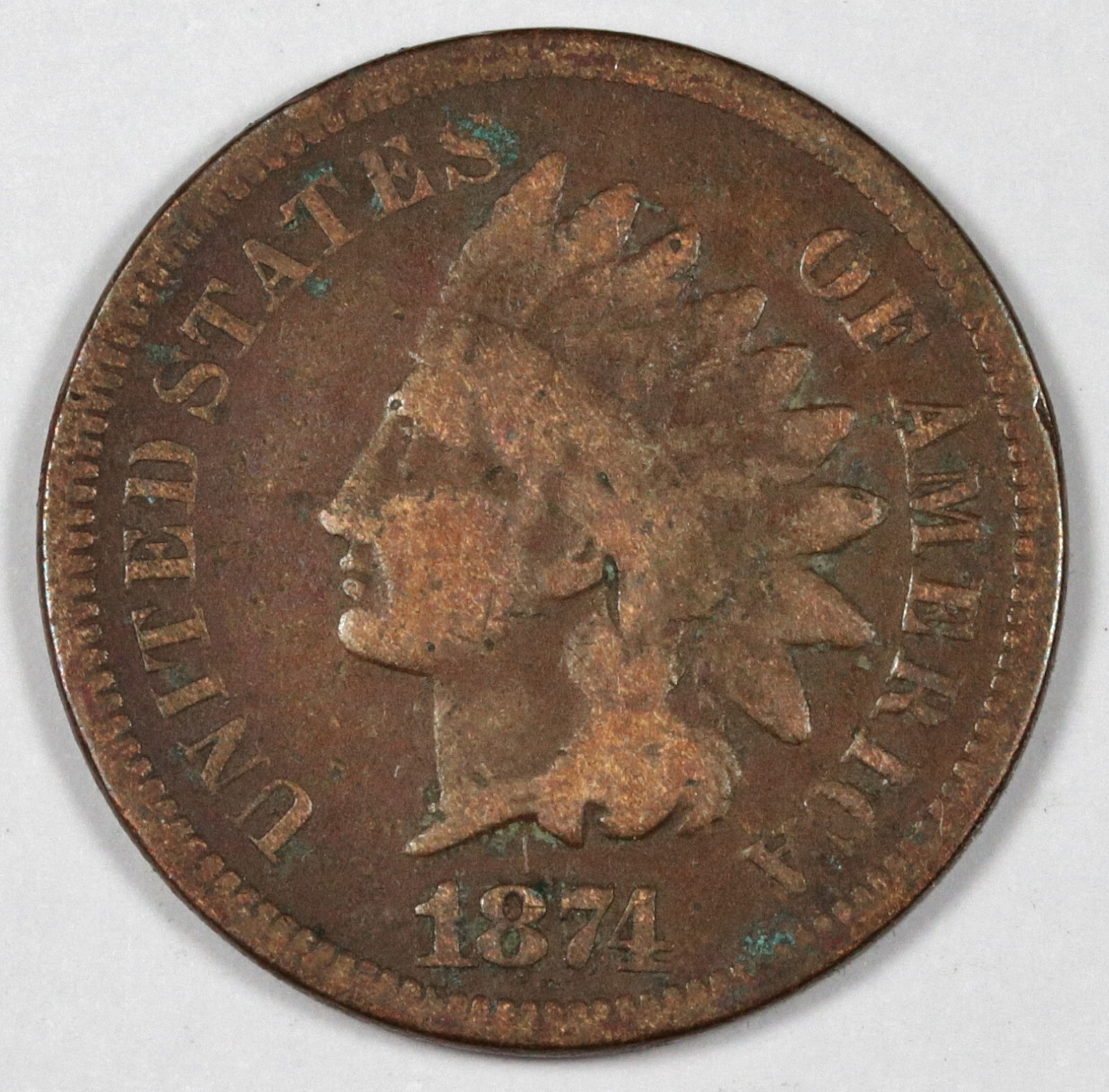 1874  Indian Head Cent.   VG.  183159