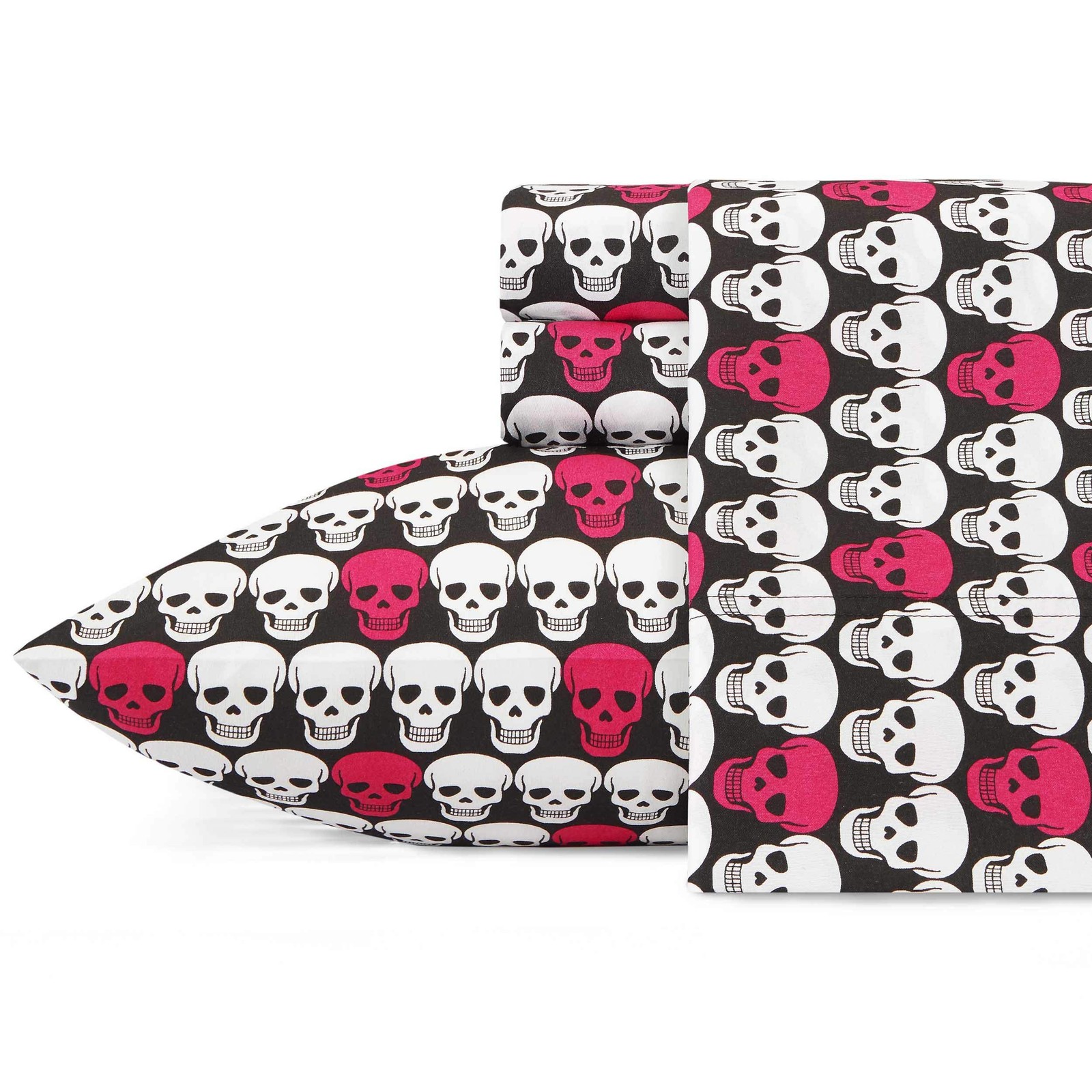 Betsey Johnson Skulls King Bed Linen Set Microfiber Sheets Pillowcases 80x78