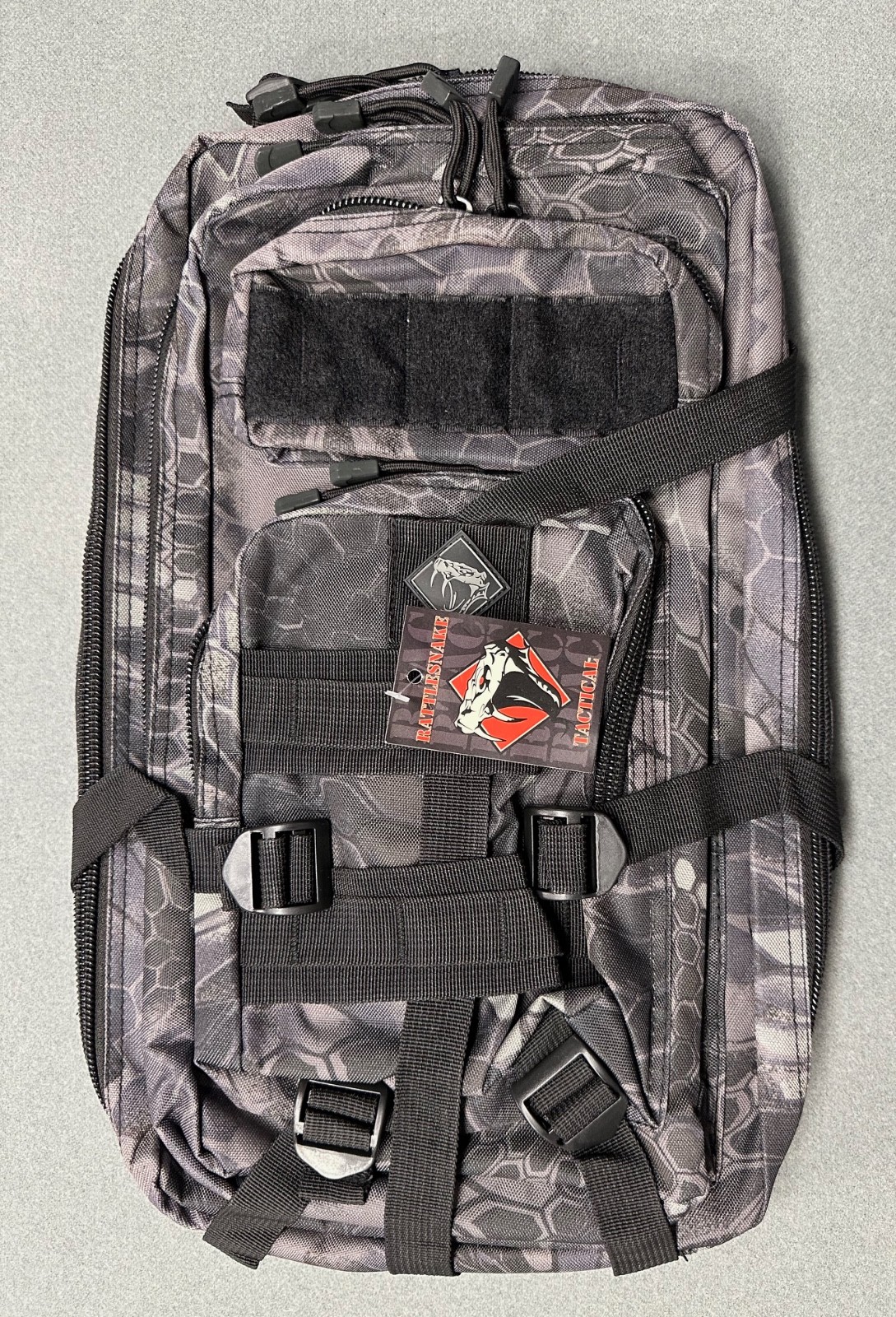 Rattlesnake Grey/Black Camo Tactical Backpack. New With Tags.