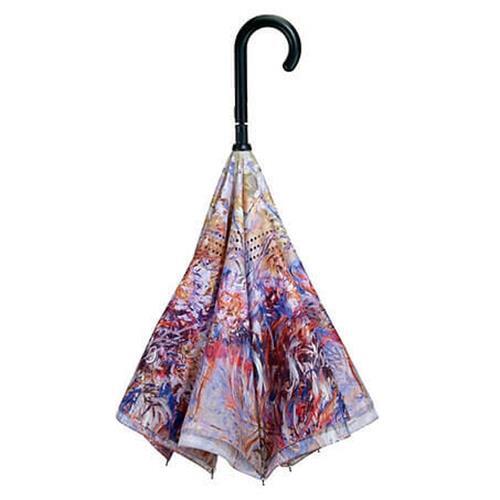 Galleria Monet Agapanthus Stick Umbrella Reverse Close, Pink/Blue