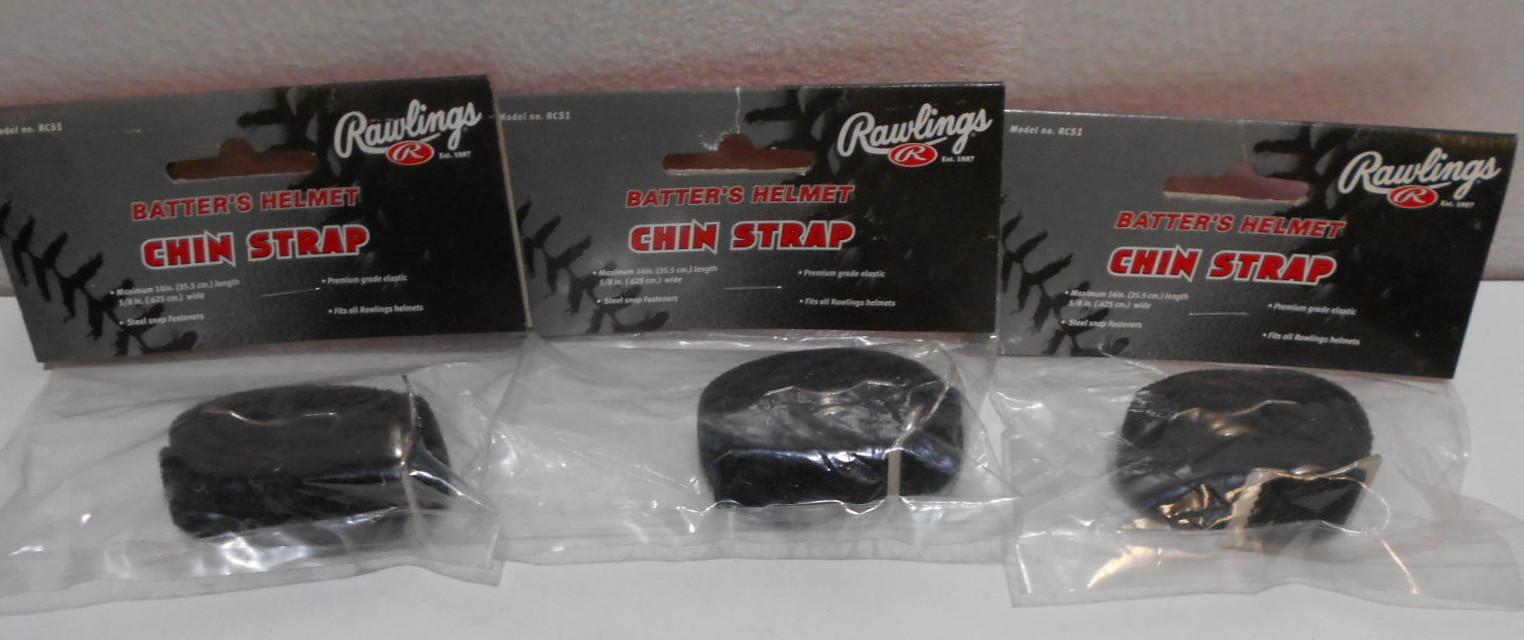Lot of 3 New Rawlings RCS1 Batters Helmet Chin Straps With Or Without Logo