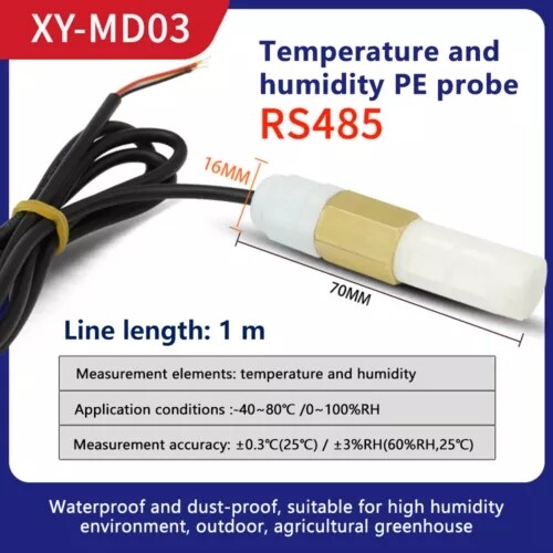 DC5-28V Temperature & Humidity Sensor Waterproof Probe RS485 For MODBUS RTU US