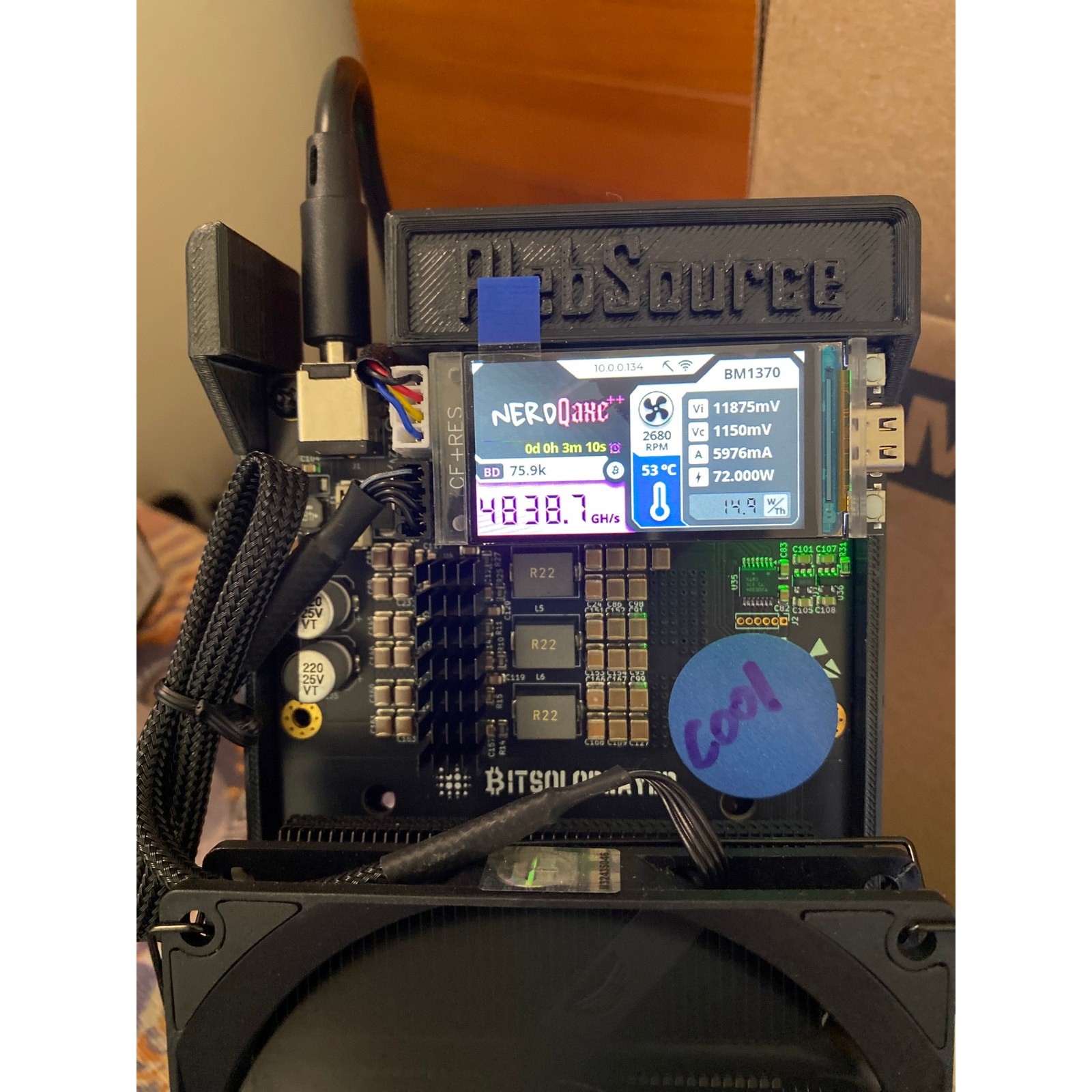 NerdQaxe 5Rev 4.8Th Solo Miner with PSU