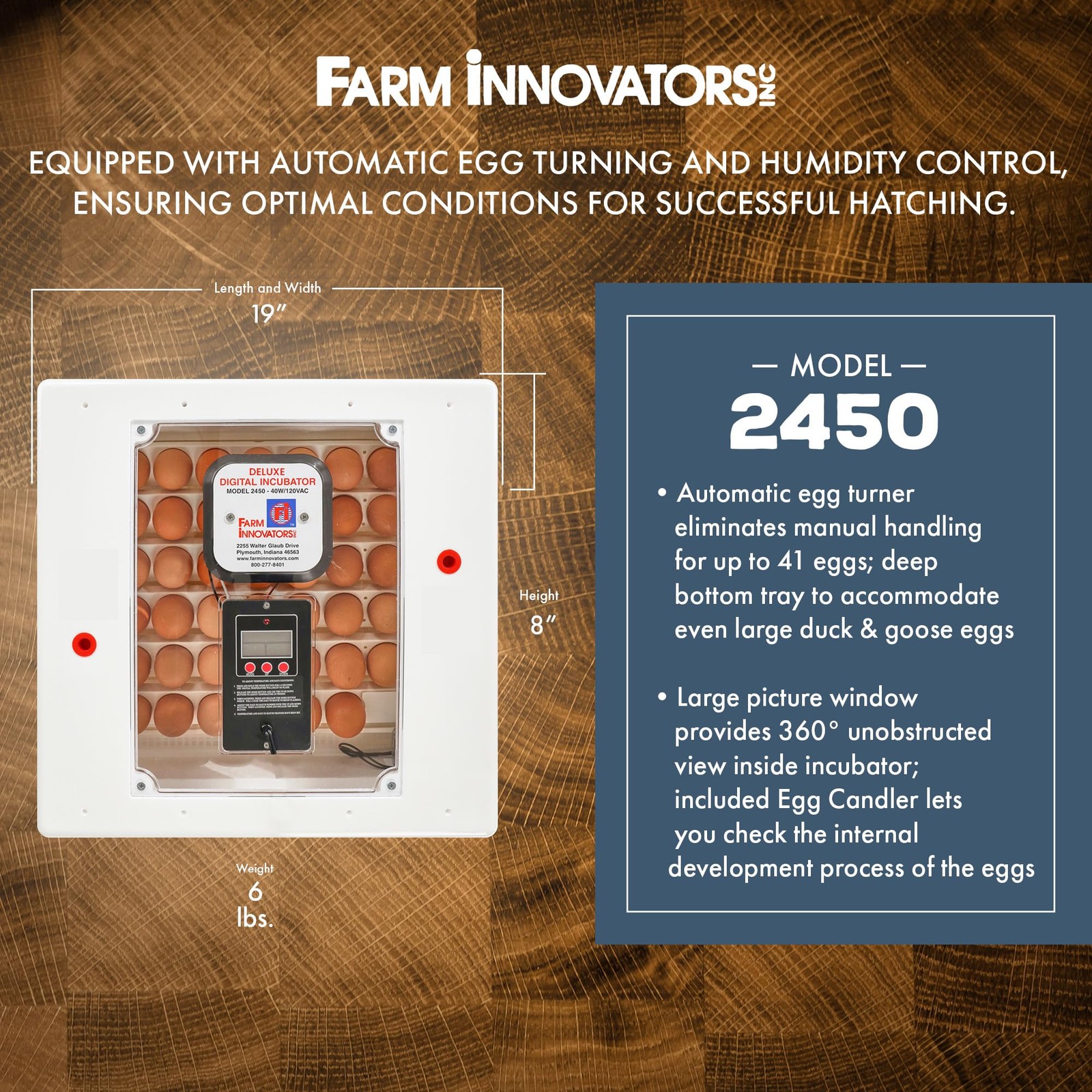 Pro Series 41-Egg Digital Incubator with Auto Turning & Humidity Control
