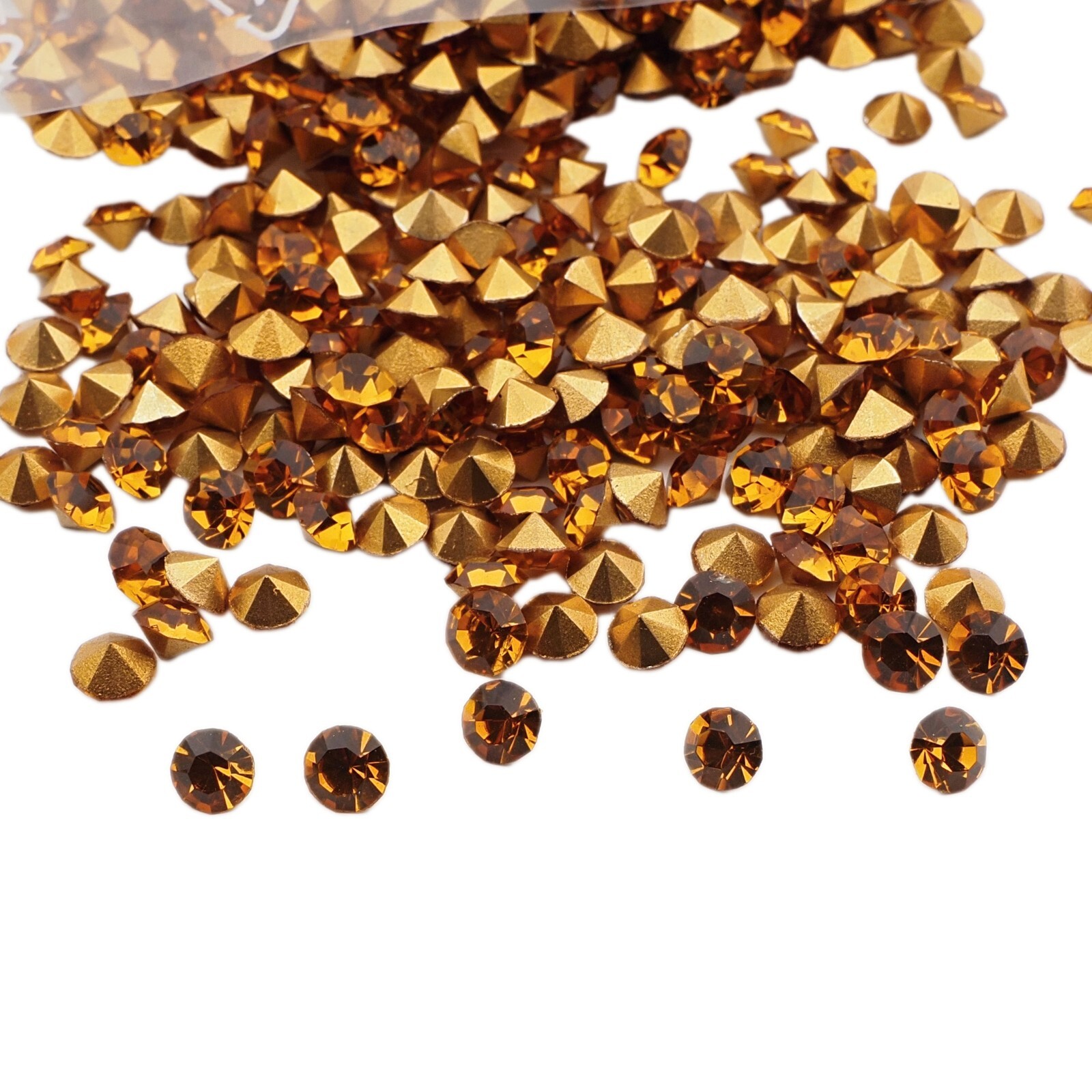 Lot 100 grams 5mm ss22 Czech vintage foiled Topaz glass loose rhinestones