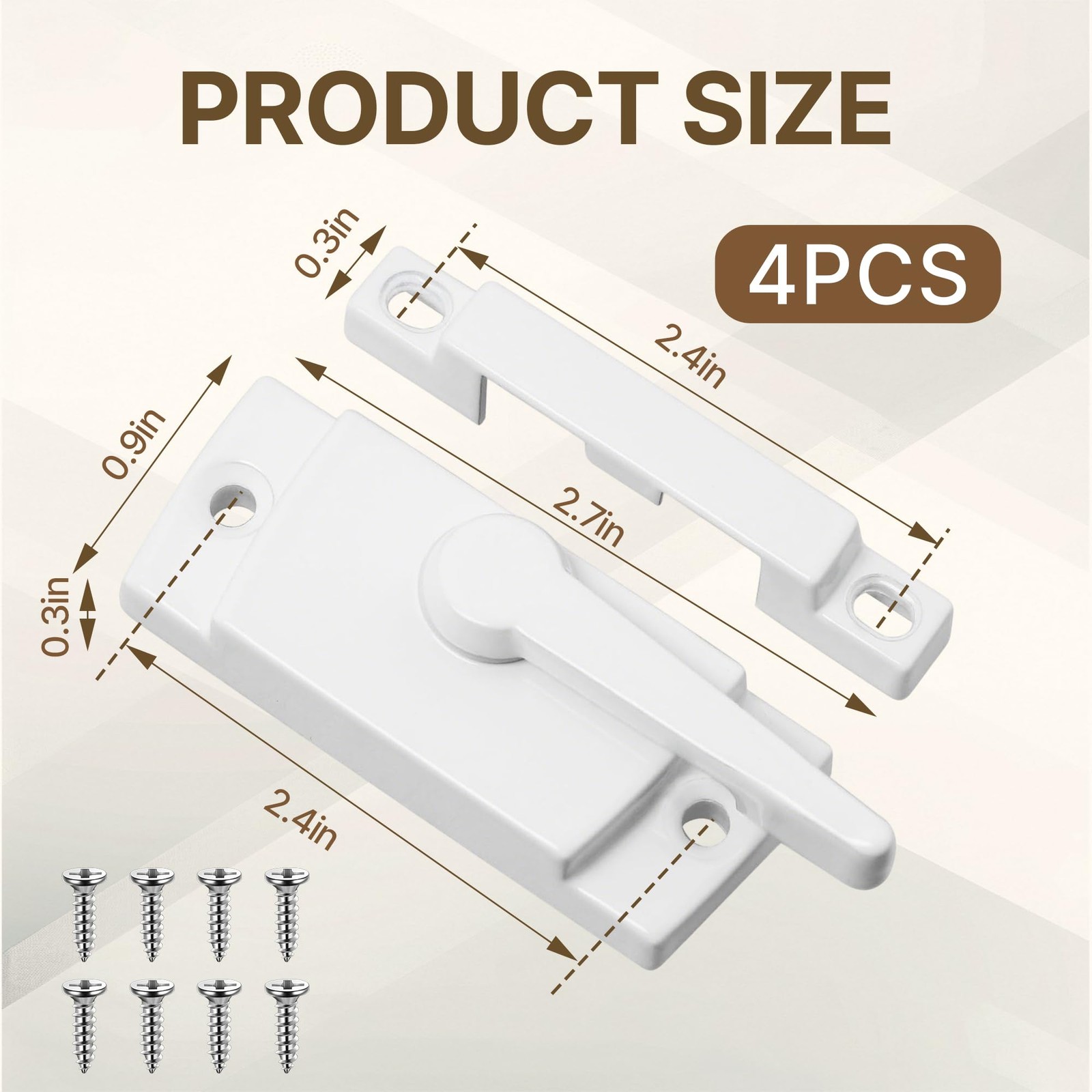 Sliding Window Sash Locks Durable White Cam Replacement Window Locks 4 PCS