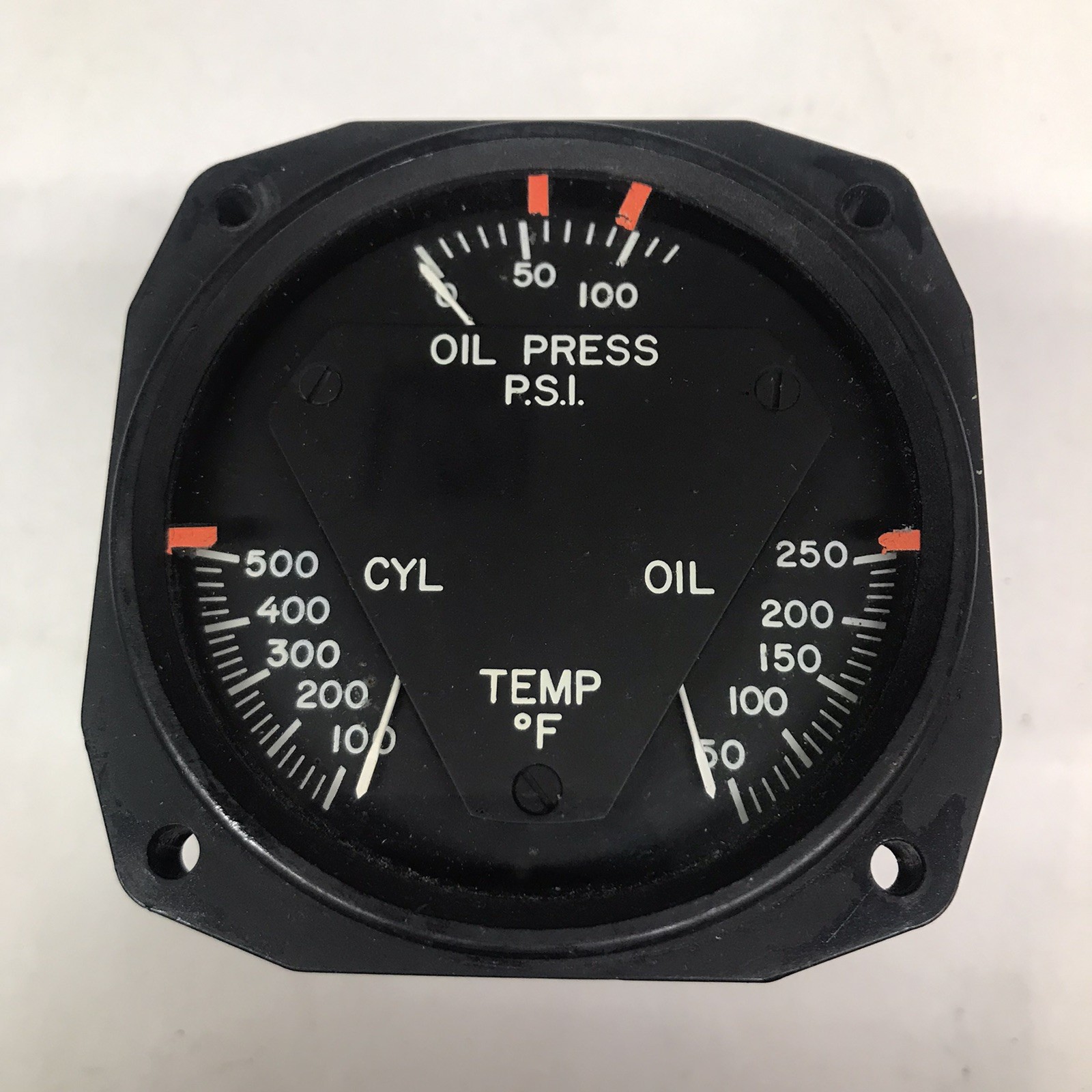 Aircraft Inst. & Development 3 in 1 Gauge Cyl-Oil Temp, Pressure