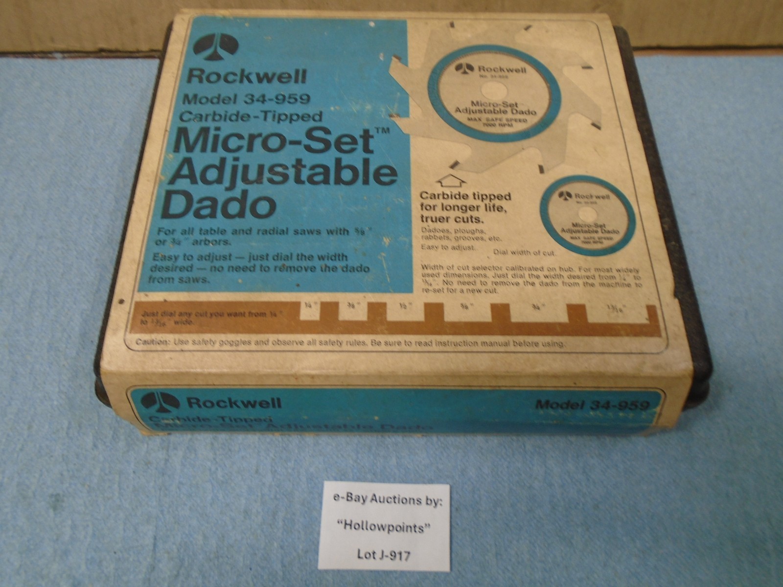 Rockwell 34-959 Carbide Tipped Micro-Set Adj.  Dado Set 5/8" or 3/4" Arbor J917