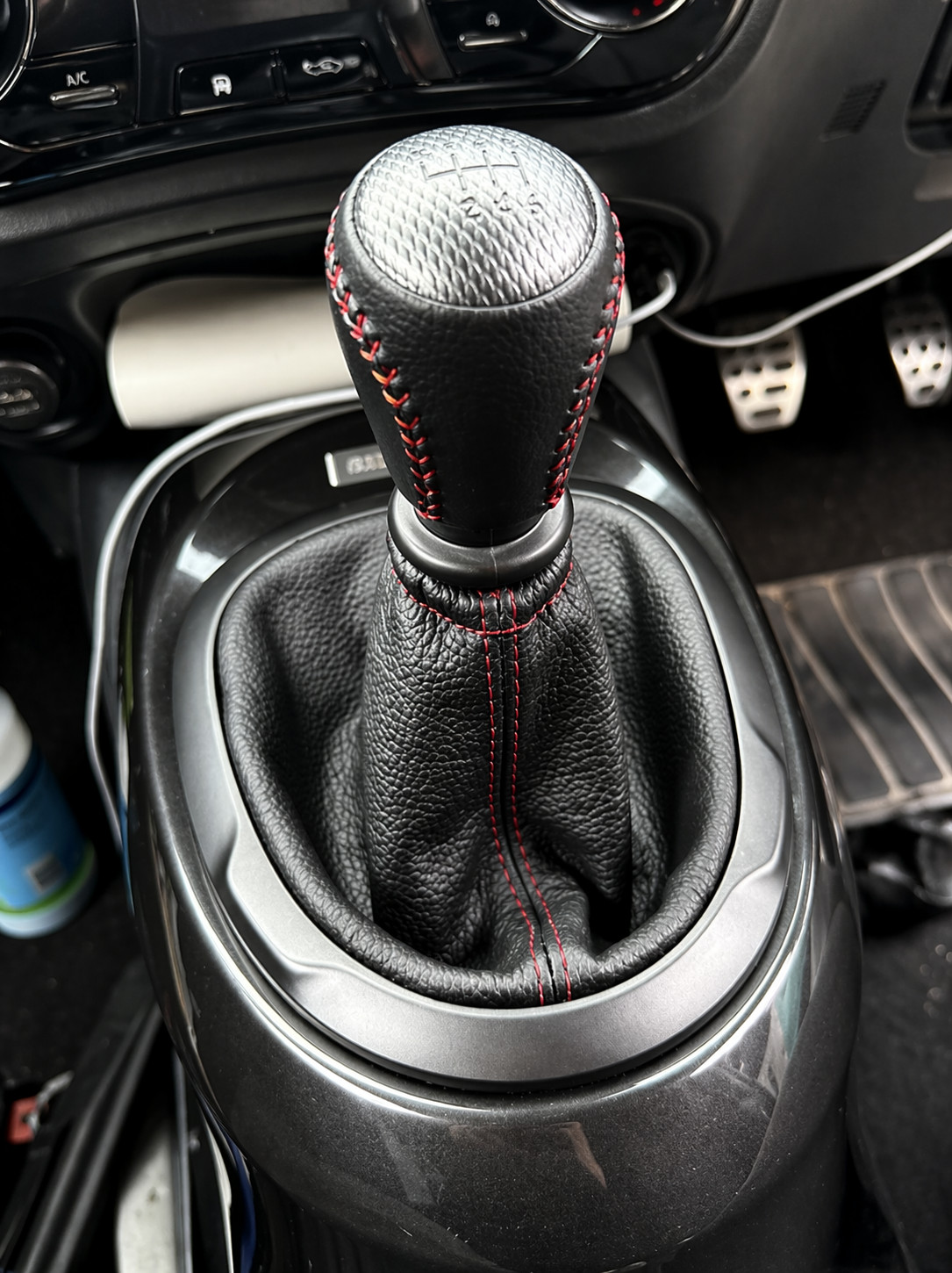 Shift Boot Replacement For Nissan Juke 2010-2019 Black Real Leather Red Stitch