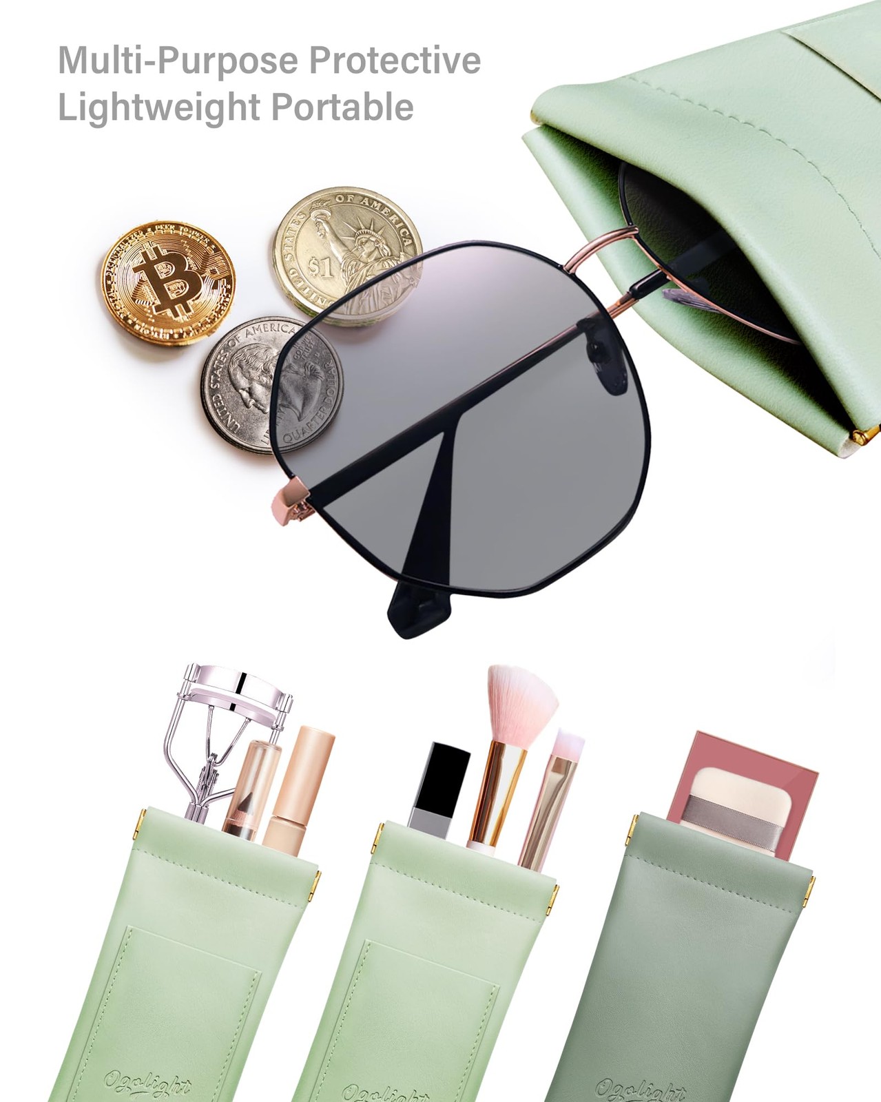 Eyeglass Cases Soft 2 Pack - Squeeze Top Anti Scratch Sunglasses Soft Case fo...
