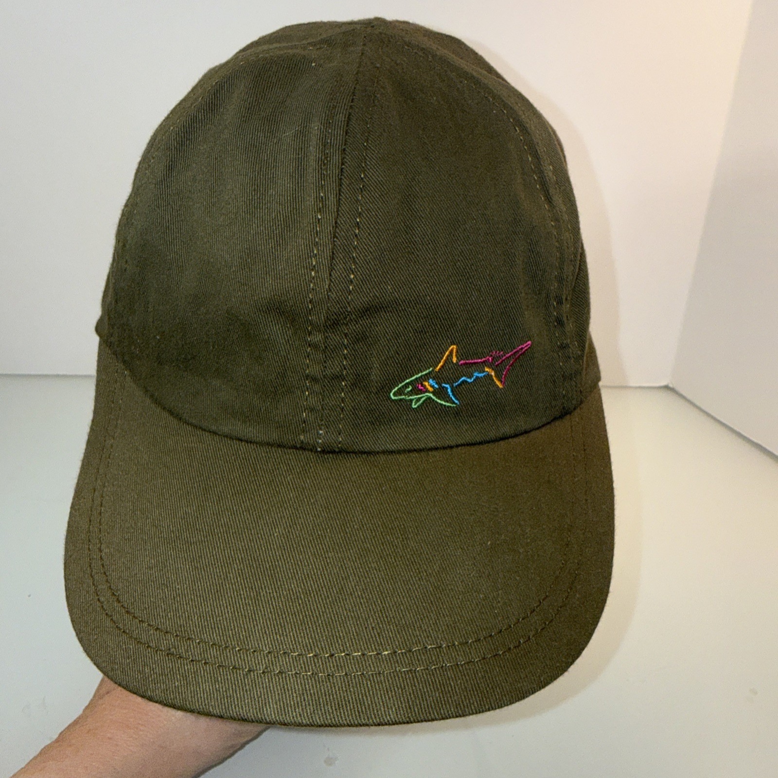 Reebok Reversible Olive/Maroon Hat Cap w multi-color shark inside & outside