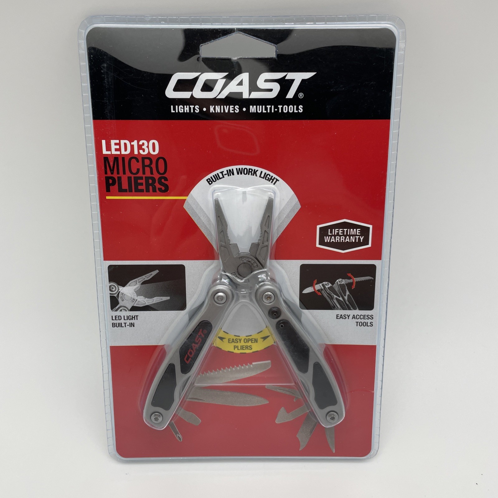 Coast LED130 Micro Pliers With 14 Tools & Built-In LED Light
