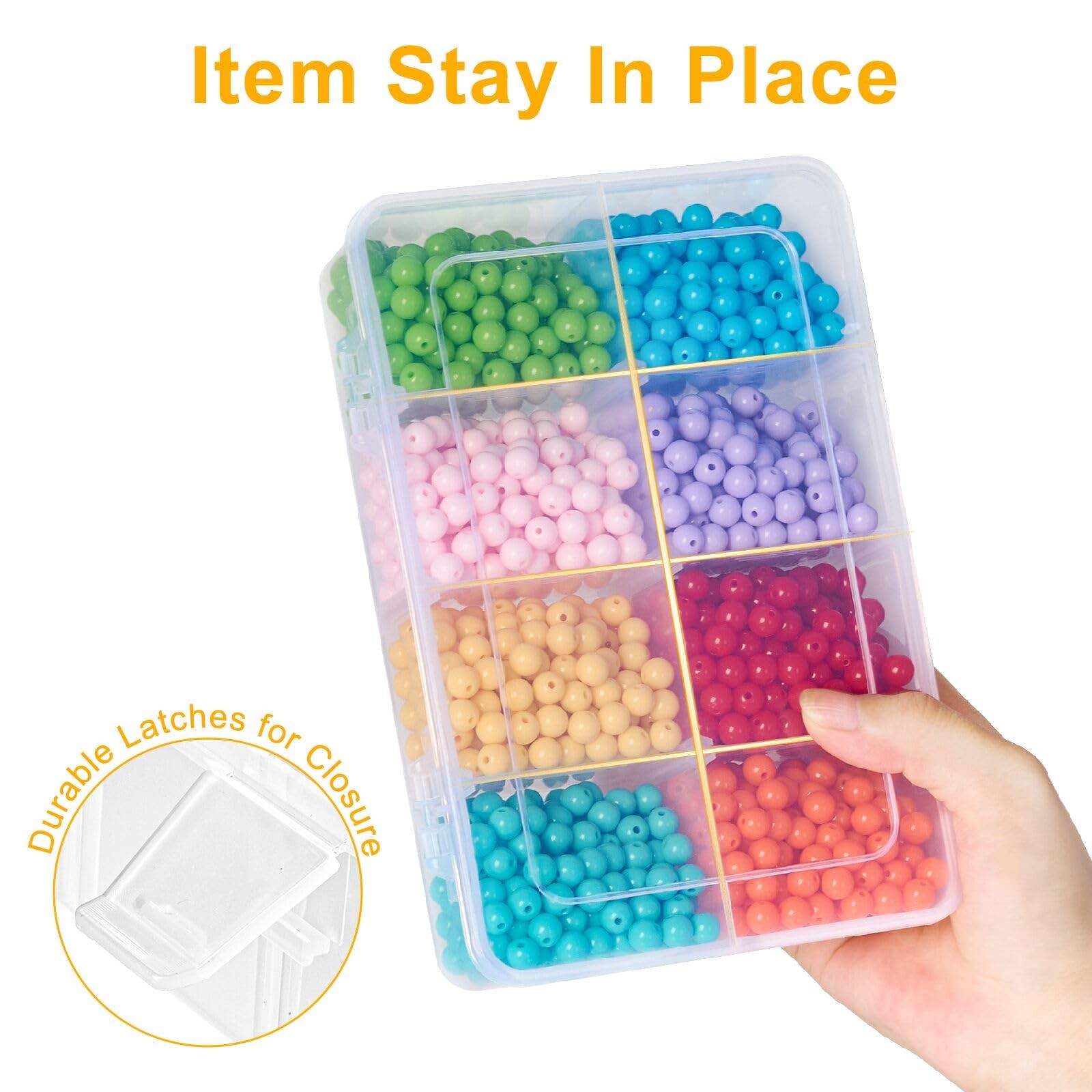 Jutieuo 2 Pack 8 Grids Bead Organizer and Storage, Plastic Small, Clear