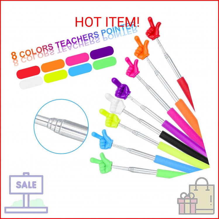 8Pcs Telescopic Teachers Pointer, Mini Pointer Finger Stick for Classroom, Retra