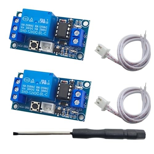 2-Pack 12V Single Bistable Self-Locking Relay Module with Start/Stop Button |