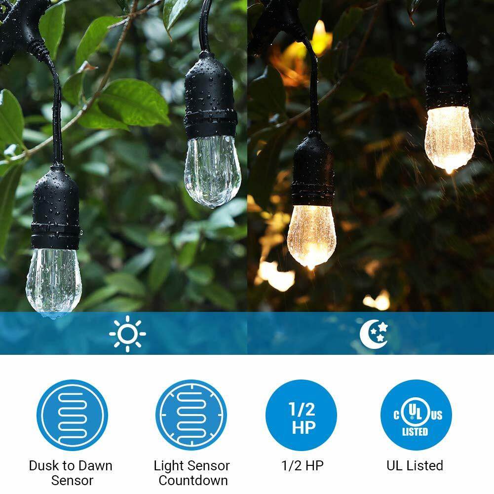 DEWENWILS Outdoor Light Sensor Timer for Pool Pump 12FT Extension Cord Plug in